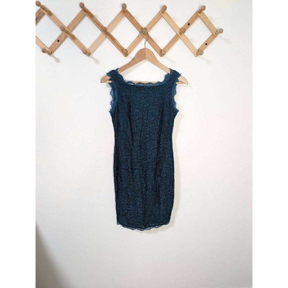 Adrianna Papell Lace Sheath Green Dress - Size 2P